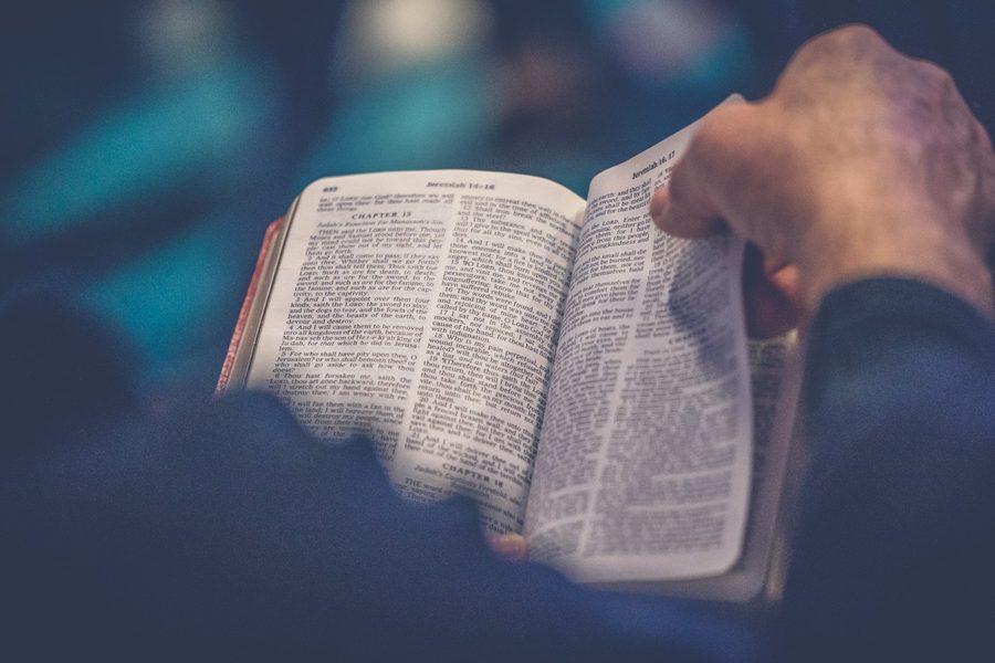Open Bible during a teaching service
